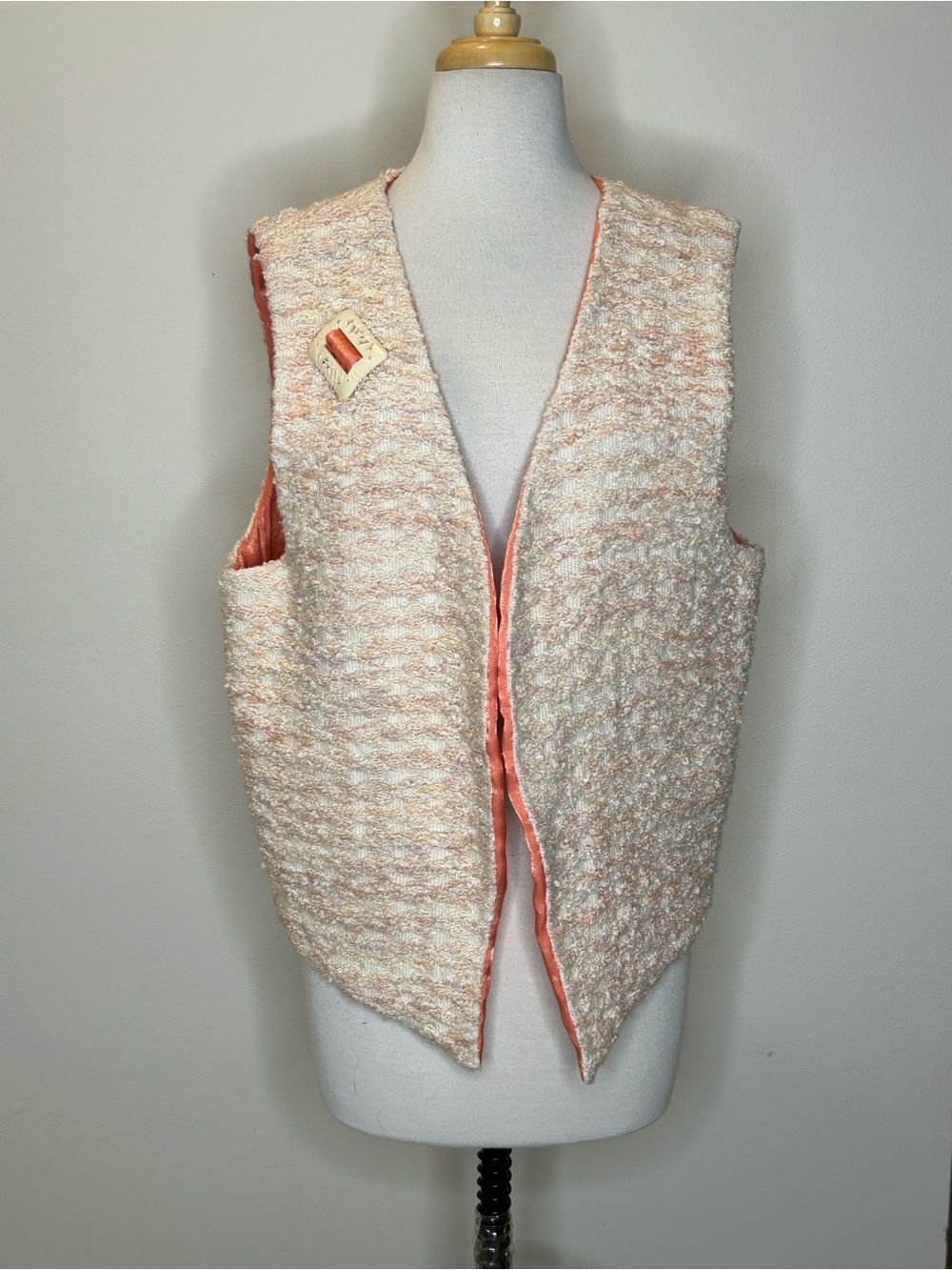 Handwoven by Nedra Textured Bouclé Vest Wool Silk Size M to L